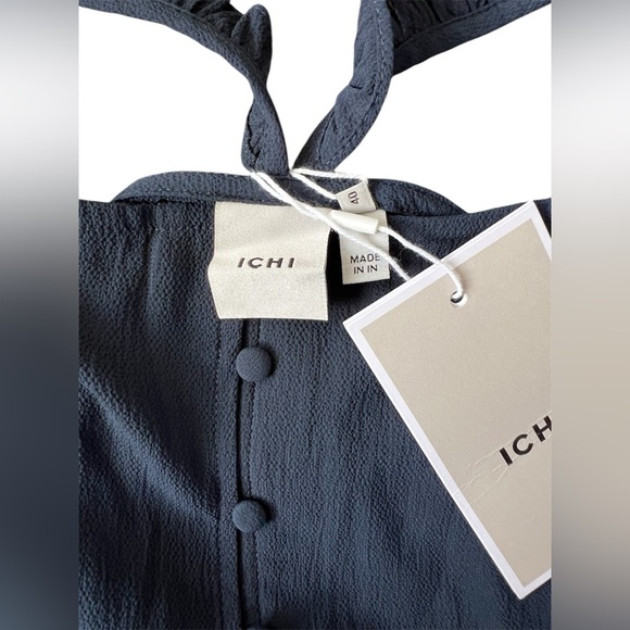 ICHI Navy Blue Button Down Flutter Blouse XL NWT - Picture 3 of 4